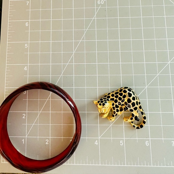 Vintage Leopard Cat Brooch & Bracelet - Picture 6 of 8